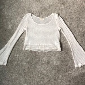 L.A. hearts bell sleeve crop top with part crochet